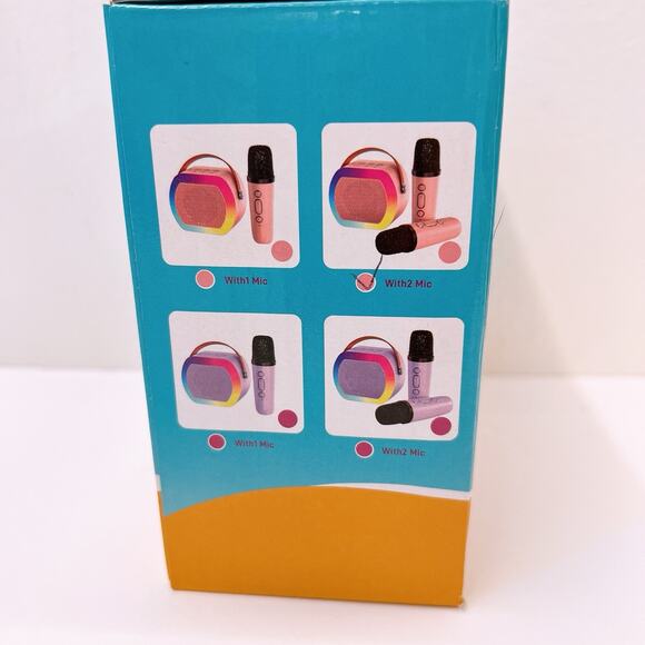 Mini Karaoke Machine for Kids 3+ Years Bluetooth Speaker with 2 Mics Pink Gifts - Picture 8 of 11